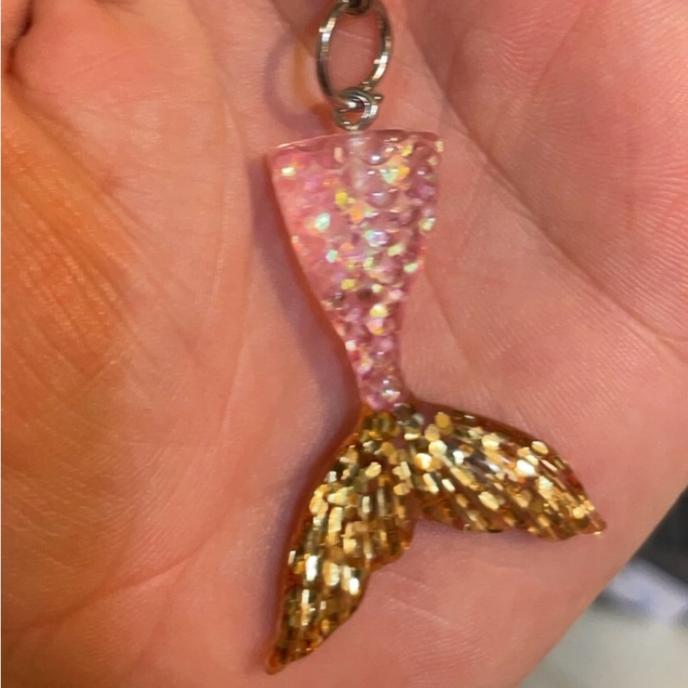 Pink Mermaid Tail Resin Keychain
